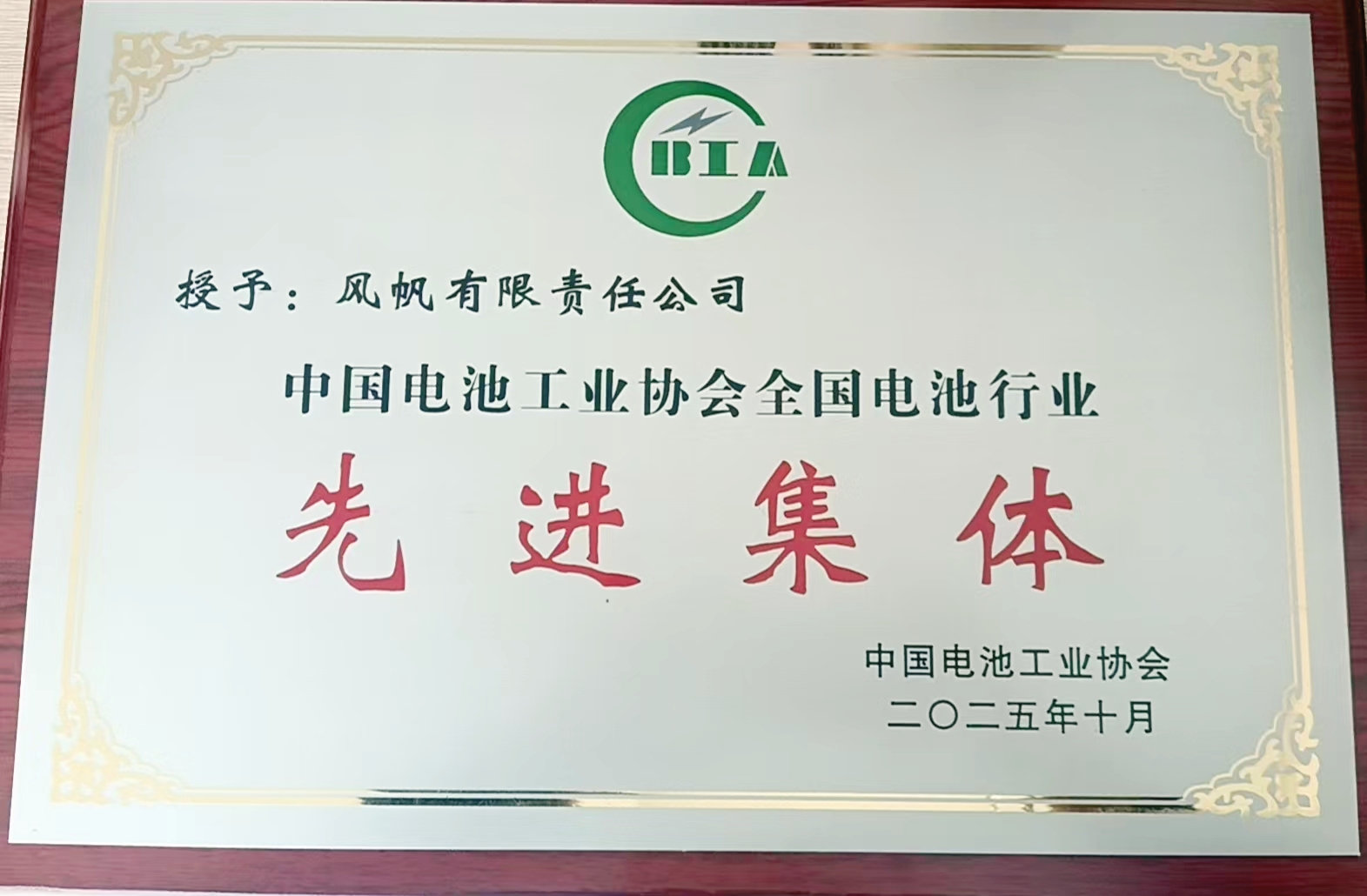 中船風(fēng)帆榮獲中國(guó)電池工業(yè)協(xié)會(huì)“雙先進(jìn)”